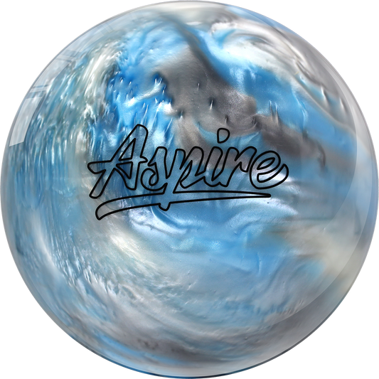 Polyester Bowling Ball - Motiv Aspire - Sky Blue/White/Silver Drilled