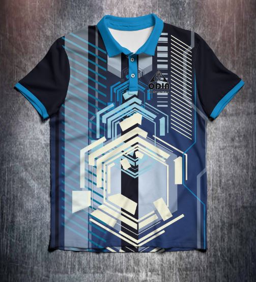 Blue Black White Futurism Tenpin Bowling Shirt and Apparel