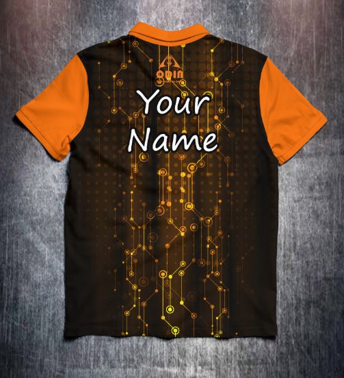 Orange Black Technical Tenpin Bowling Shirt and Apparel