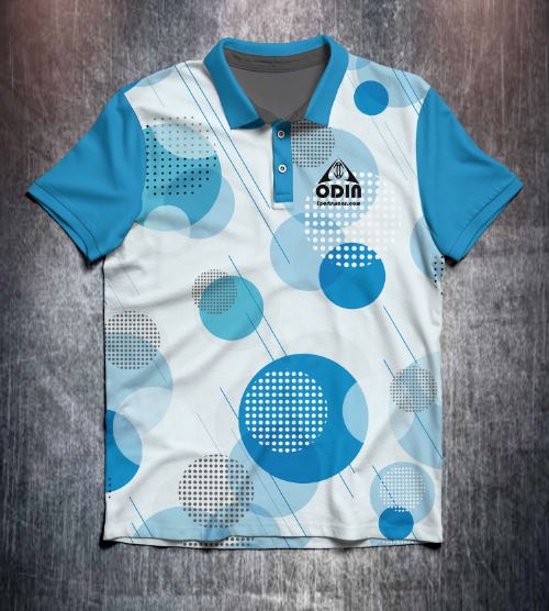 Blue Geometric Circles Tenpin Bowling Shirt and Apparel