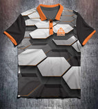 Black Grey Orange Hexagon Tenpin Bowling Shirt and Apparel