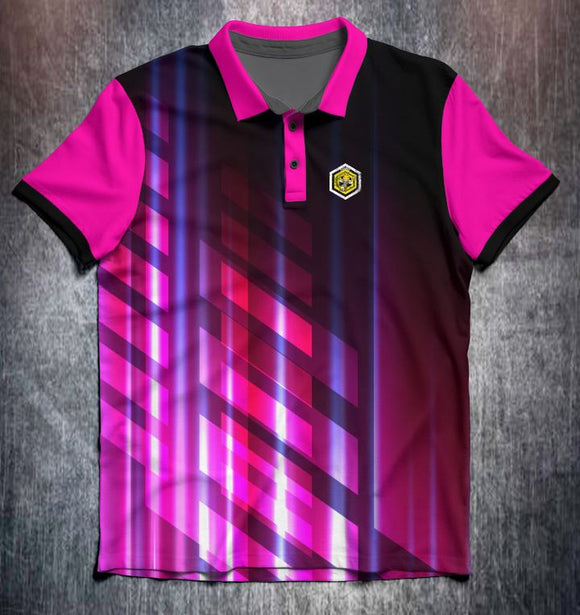 Pink Black Purple Lines Tenpin Bowling Shirt and Apparel
