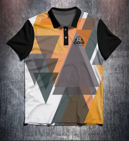 Black Orange Triangles design shirt
